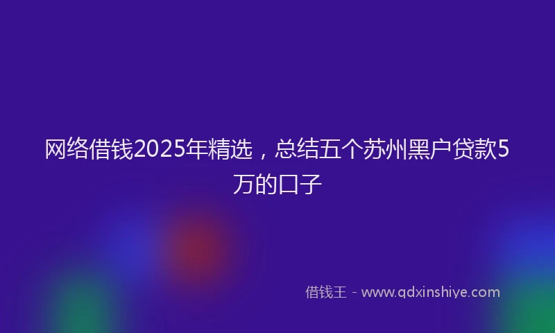 网络借钱2025年精选，总结五个苏州黑户贷款5万的口子