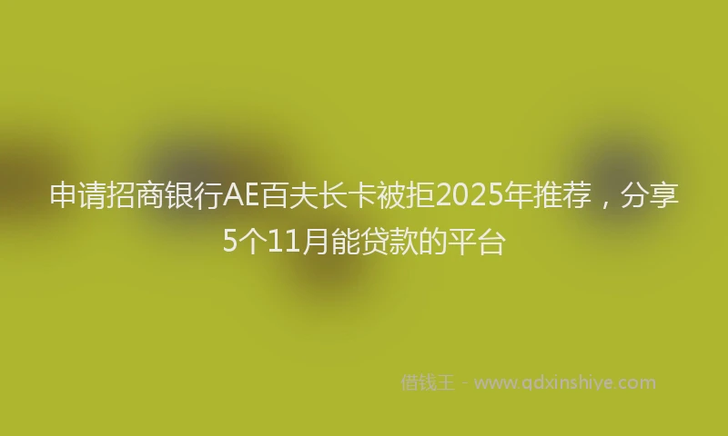 申请招商银行AE百夫长卡被拒2025年推荐，分享5个11月能贷款的平台
