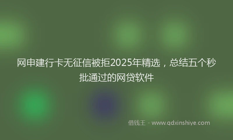 网申建行卡无征信被拒2025年精选，总结五个秒批通过的网贷软件