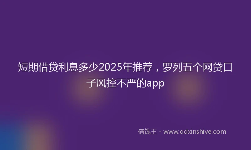 短期借贷利息多少2025年推荐，罗列五个网贷口子风控不严的app