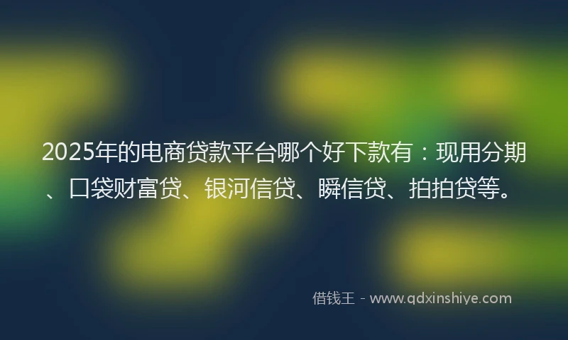 2025年的电商贷款平台哪个好下款有：现用分期、口袋财富贷、银河信贷、瞬信贷、拍拍贷等。