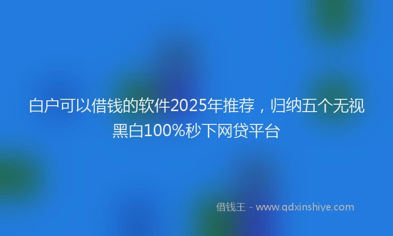 白户可以借钱的软件2025年推荐，归纳五个无视黑白100%秒下网贷平台