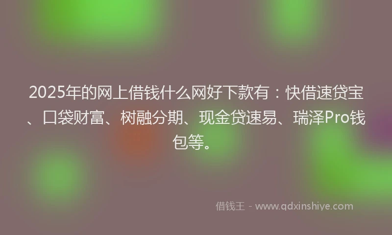 2025年的网上借钱什么网好下款有：快借速贷宝、口袋财富、树融分期、现金贷速易、瑞泽Pro钱包等。
