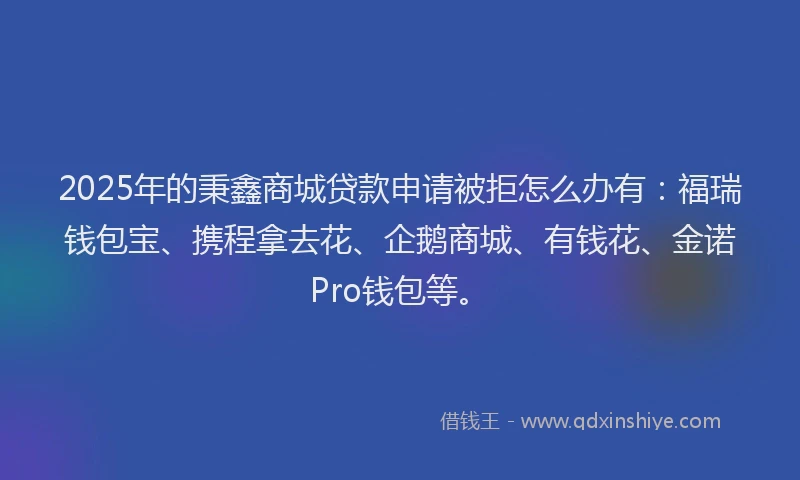 2025年的秉鑫商城贷款申请被拒怎么办有：福瑞钱包宝、携程拿去花、企鹅商城、有钱花、金诺Pro钱包等。