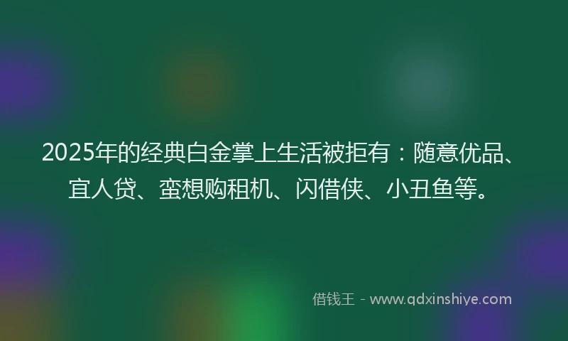 2025年的经典白金掌上生活被拒有：随意优品、宜人贷、蛮想购租机、闪借侠、小丑鱼等。