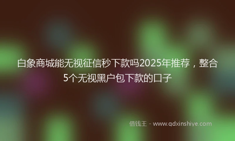 白象商城能无视征信秒下款吗2025年推荐，整合5个无视黑户包下款的口子