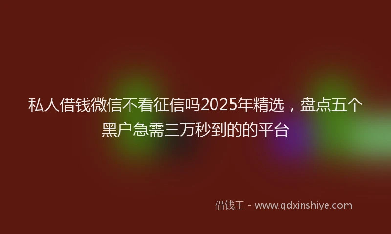 私人借钱微信不看征信吗2025年精选，盘点五个黑户急需三万秒到的的平台