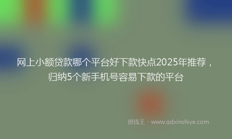 网上小额贷款哪个平台好下款快点2025年推荐，归纳5个新手机号容易下款的平台