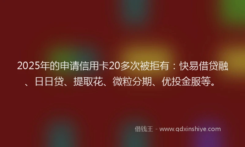 2025年的申请信用卡20多次被拒有：快易借贷融、日日贷、提取花、微粒分期、优投金服等。