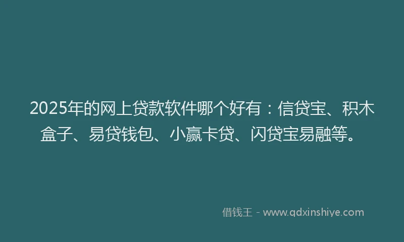 2025年的网上贷款软件哪个好有：信贷宝、积木盒子、易贷钱包、小赢卡贷、闪贷宝易融等。