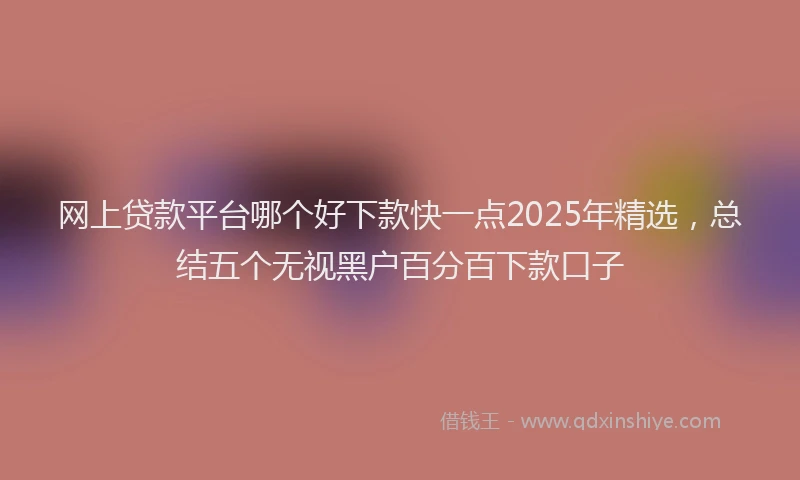 网上贷款平台哪个好下款快一点2025年精选，总结五个无视黑户百分百下款口子