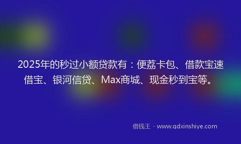 2025年的秒过小额贷款有：便荔卡包、借款宝速借宝、银河信贷、Max商城、现金秒到宝等。