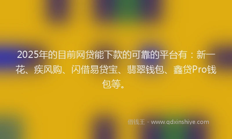 2025年的目前网贷能下款的可靠的平台有：新一花、疾风购、闪借易贷宝、翡翠钱包、鑫贷Pro钱包等。
