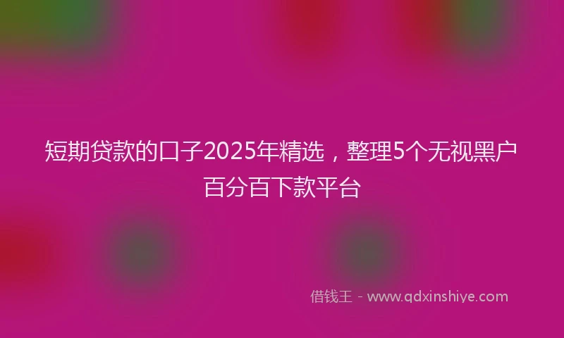 短期贷款的口子2025年精选，整理5个无视黑户百分百下款平台