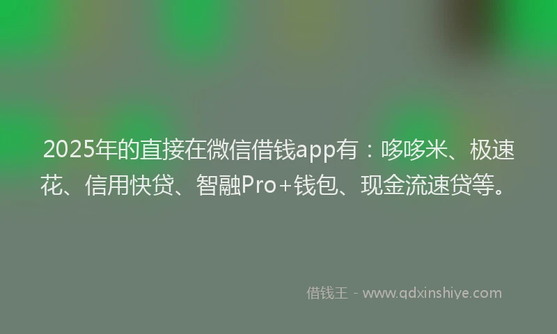 2025年的直接在微信借钱app有：哆哆米、极速花、信用快贷、智融Pro+钱包、现金流速贷等。