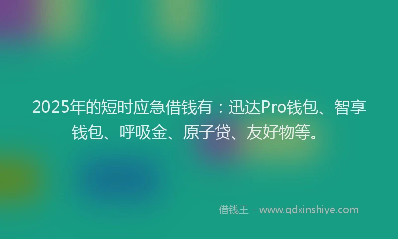 2025年的短时应急借钱有：迅达Pro钱包、智享钱包、呼吸金、原子贷、友好物等。