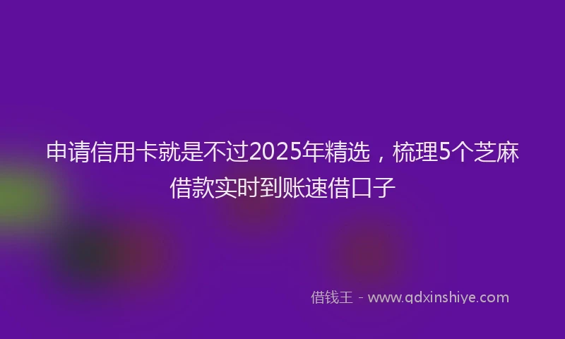 申请信用卡就是不过2025年精选，梳理5个芝麻借款实时到账速借口子