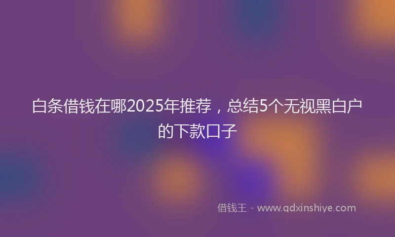 白条借钱在哪2025年推荐，总结5个无视黑白户的下款口子