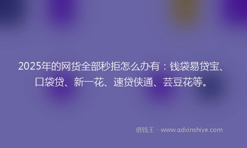 2025年的网货全部秒拒怎么办有：钱袋易贷宝、口袋贷、新一花、速贷侠通、芸豆花等。