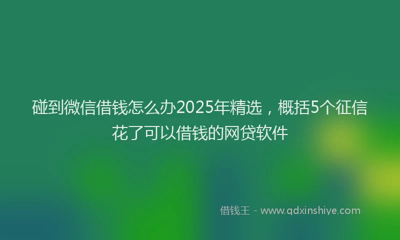 碰到微信借钱怎么办2025年精选，概括5个征信花了可以借钱的网贷软件