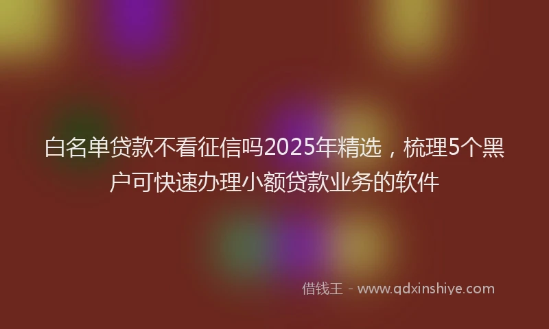 白名单贷款不看征信吗2025年精选，梳理5个黑户可快速办理小额贷款业务的软件