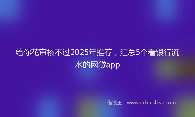 给你花审核不过2025年推荐，汇总5个看银行流水的网贷app