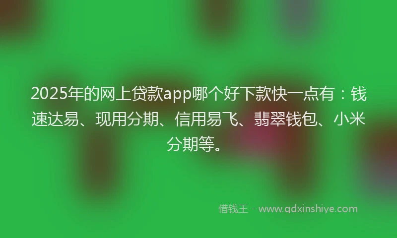 2025年的网上贷款app哪个好下款快一点有：钱速达易、现用分期、信用易飞、翡翠钱包、小米分期等。