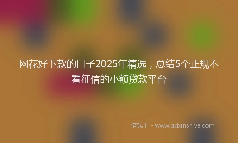 网花好下款的口子2025年精选，总结5个正规不看征信的小额贷款平台