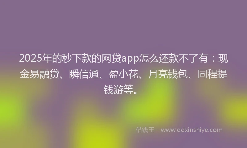 2025年的秒下款的网贷app怎么还款不了有：现金易融贷、瞬信通、盈小花、月亮钱包、同程提钱游等。
