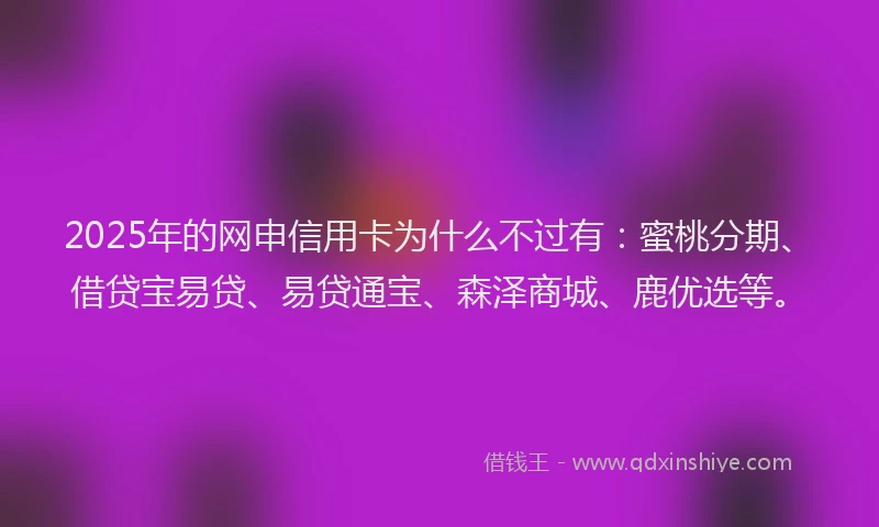 2025年的网申信用卡为什么不过有：蜜桃分期、借贷宝易贷、易贷通宝、森泽商城、鹿优选等。