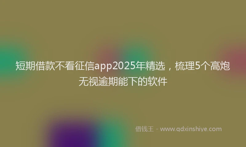 短期借款不看征信app2025年精选，梳理5个高炮无视逾期能下的软件