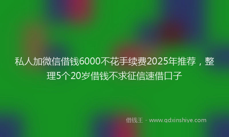 私人加微信借钱6000不花手续费2025年推荐，整理5个20岁借钱不求征信速借口子