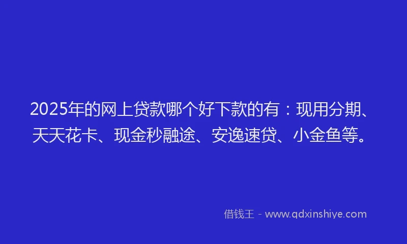 2025年的网上贷款哪个好下款的有：现用分期、天天花卡、现金秒融途、安逸速贷、小金鱼等。