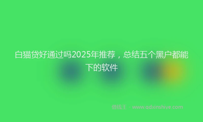 白猫贷好通过吗2025年推荐，总结五个黑户都能下的软件