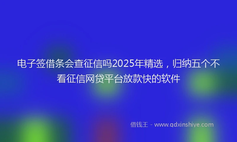 电子签借条会查征信吗2025年精选，归纳五个不看征信网贷平台放款快的软件
