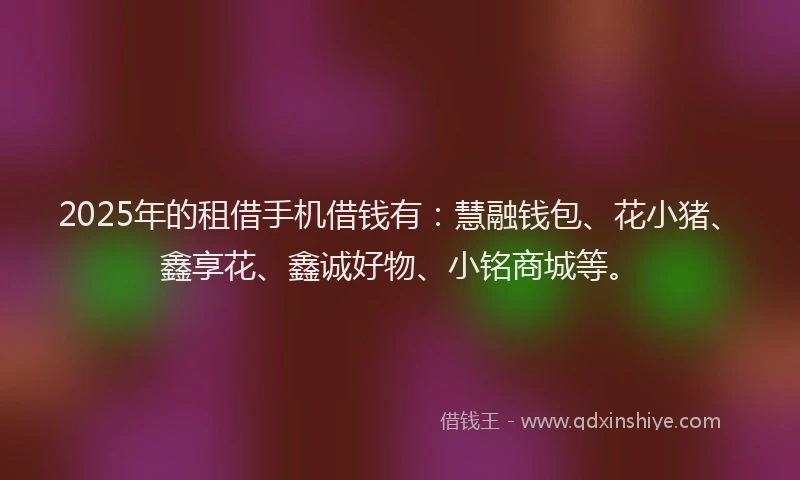 2025年的租借手机借钱有：慧融钱包、花小猪、鑫享花、鑫诚好物、小铭商城等。