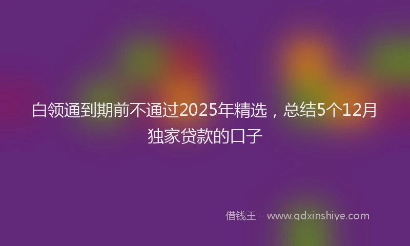 白领通到期前不通过2025年精选，总结5个12月独家贷款的口子