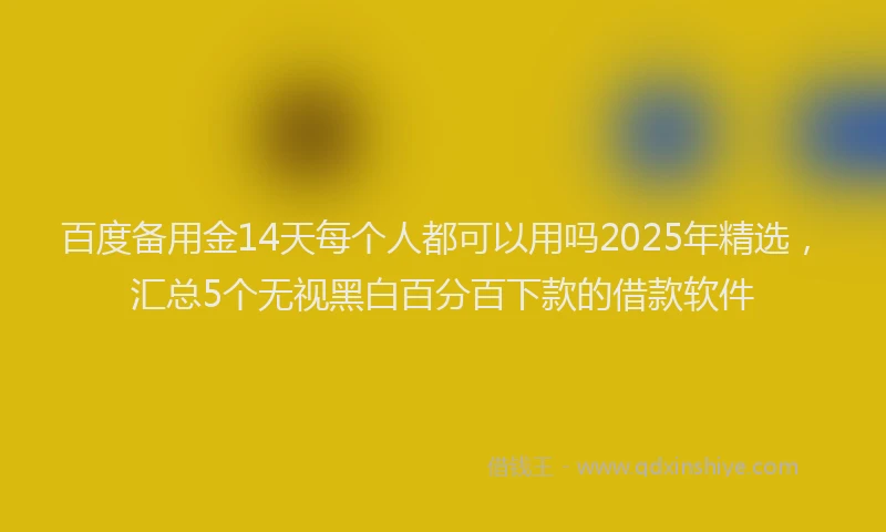 百度备用金14天每个人都可以用吗2025年精选，汇总5个无视黑白百分百下款的借款软件