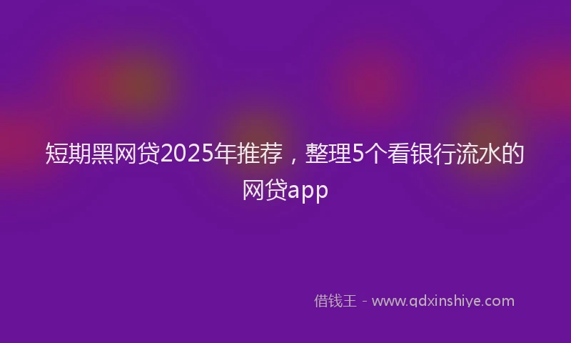 短期黑网贷2025年推荐，整理5个看银行流水的网贷app