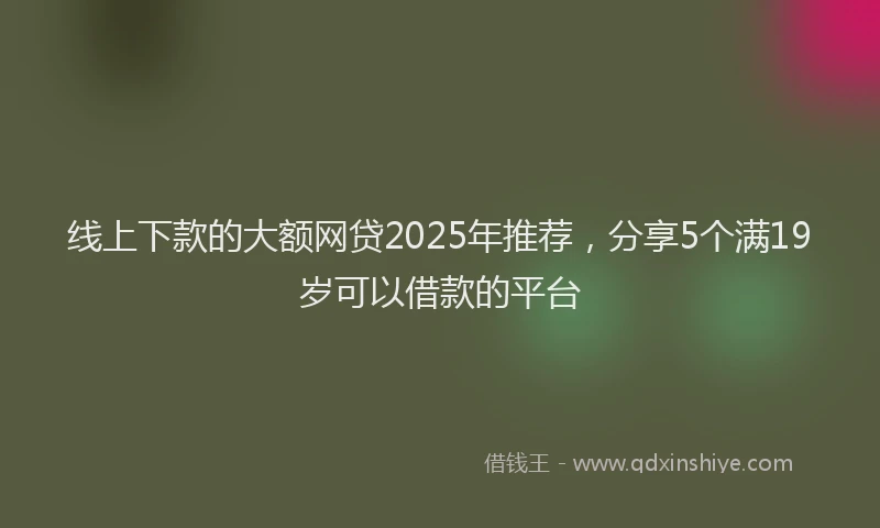 线上下款的大额网贷2025年推荐，分享5个满19岁可以借款的平台