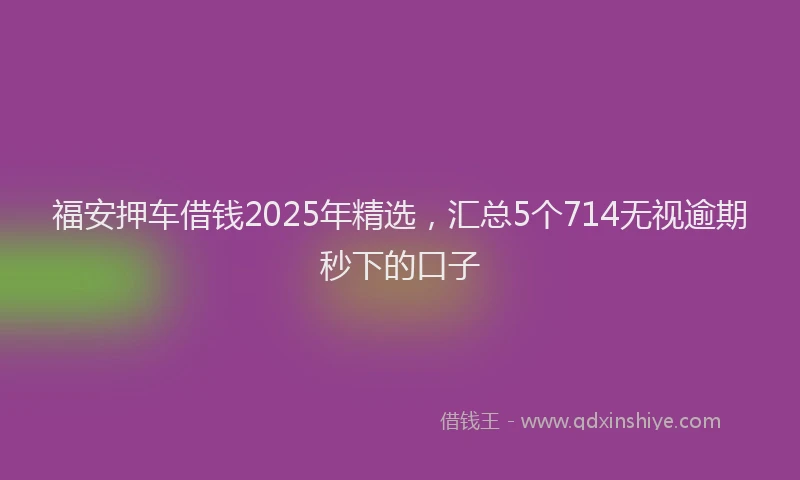 福安押车借钱2025年精选，汇总5个714无视逾期秒下的口子