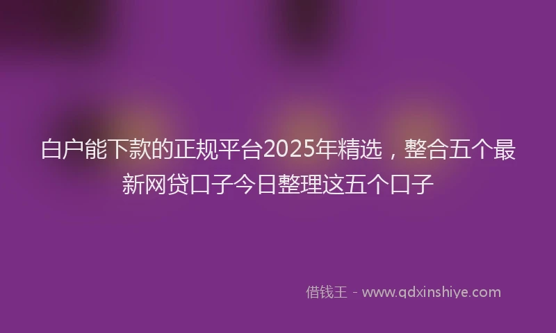 白户能下款的正规平台2025年精选，整合五个最新网贷口子今日整理这五个口子
