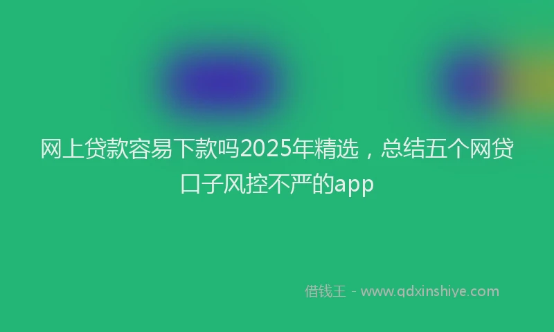 网上贷款容易下款吗2025年精选，总结五个网贷口子风控不严的app