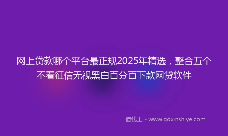 网上贷款哪个平台最正规2025年精选，整合五个不看征信无视黑白百分百下款网贷软件