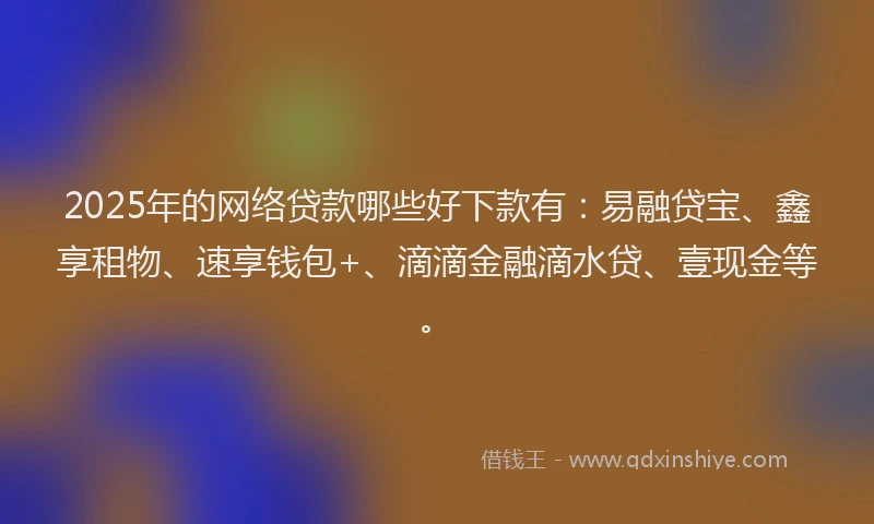 2025年的网络贷款哪些好下款有：易融贷宝、鑫享租物、速享钱包+、滴滴金融滴水贷、壹现金等。