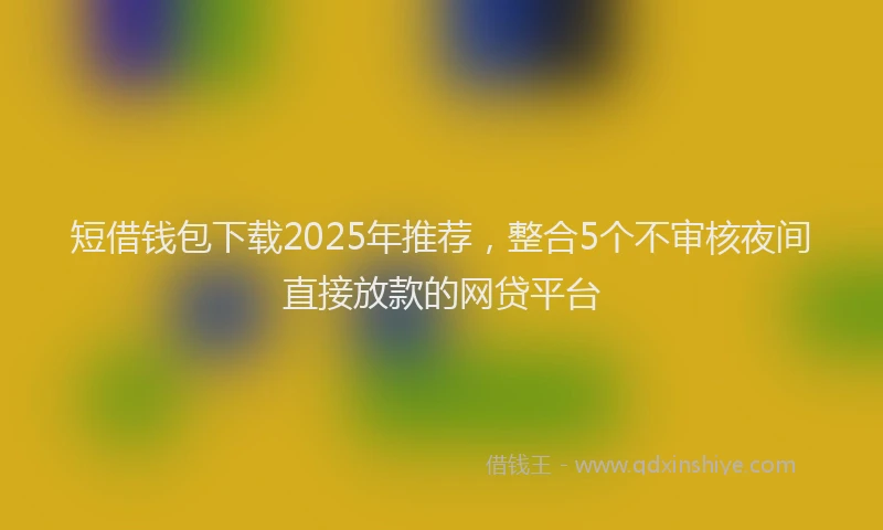 短借钱包下载2025年推荐，整合5个不审核夜间直接放款的网贷平台