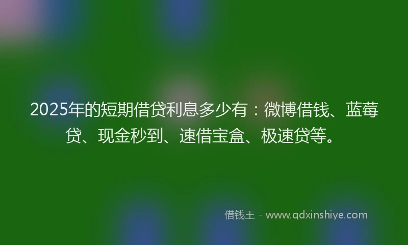 2025年的短期借贷利息多少有：微博借钱、蓝莓贷、现金秒到、速借宝盒、极速贷等。