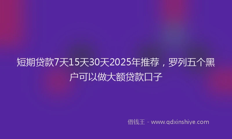 短期贷款7天15天30天2025年推荐，罗列五个黑户可以做大额贷款口子