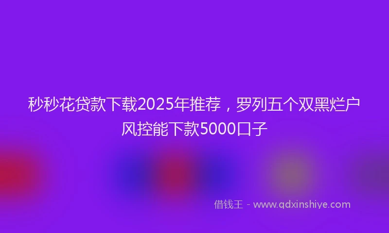 秒秒花贷款下载2025年推荐，罗列五个双黑烂户风控能下款5000口子