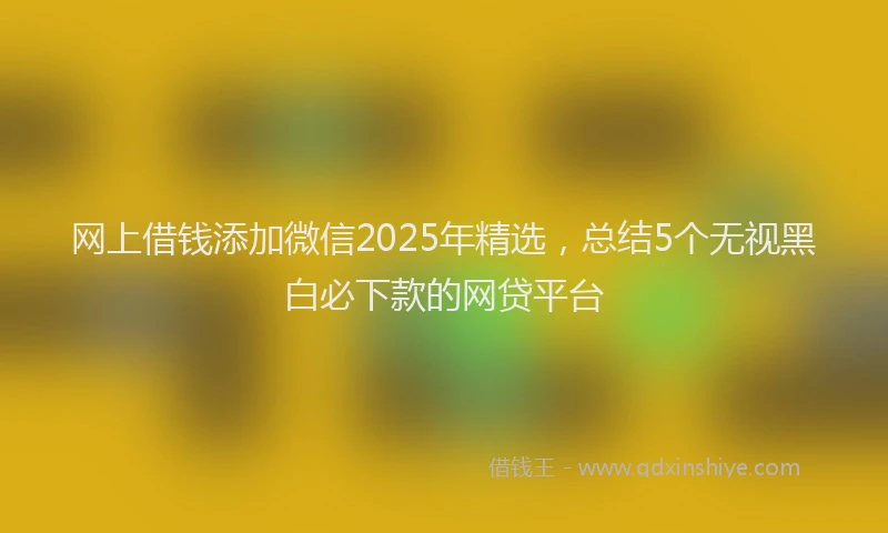 网上借钱添加微信2025年精选，总结5个无视黑白必下款的网贷平台